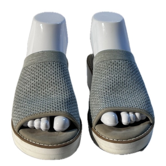 Eileen Fisher | Women's Grey Telly Stretch Knit Slip-On Wedge Heel Sandals Sz 6 - Picture 4 of 16